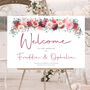 Wedding Welcome Sign Burgundy Red Pink Florals, thumbnail 2 of 7