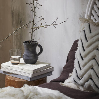 Izra Fluffy Textured Zig Zag Monochrome Cushion, 9 of 10