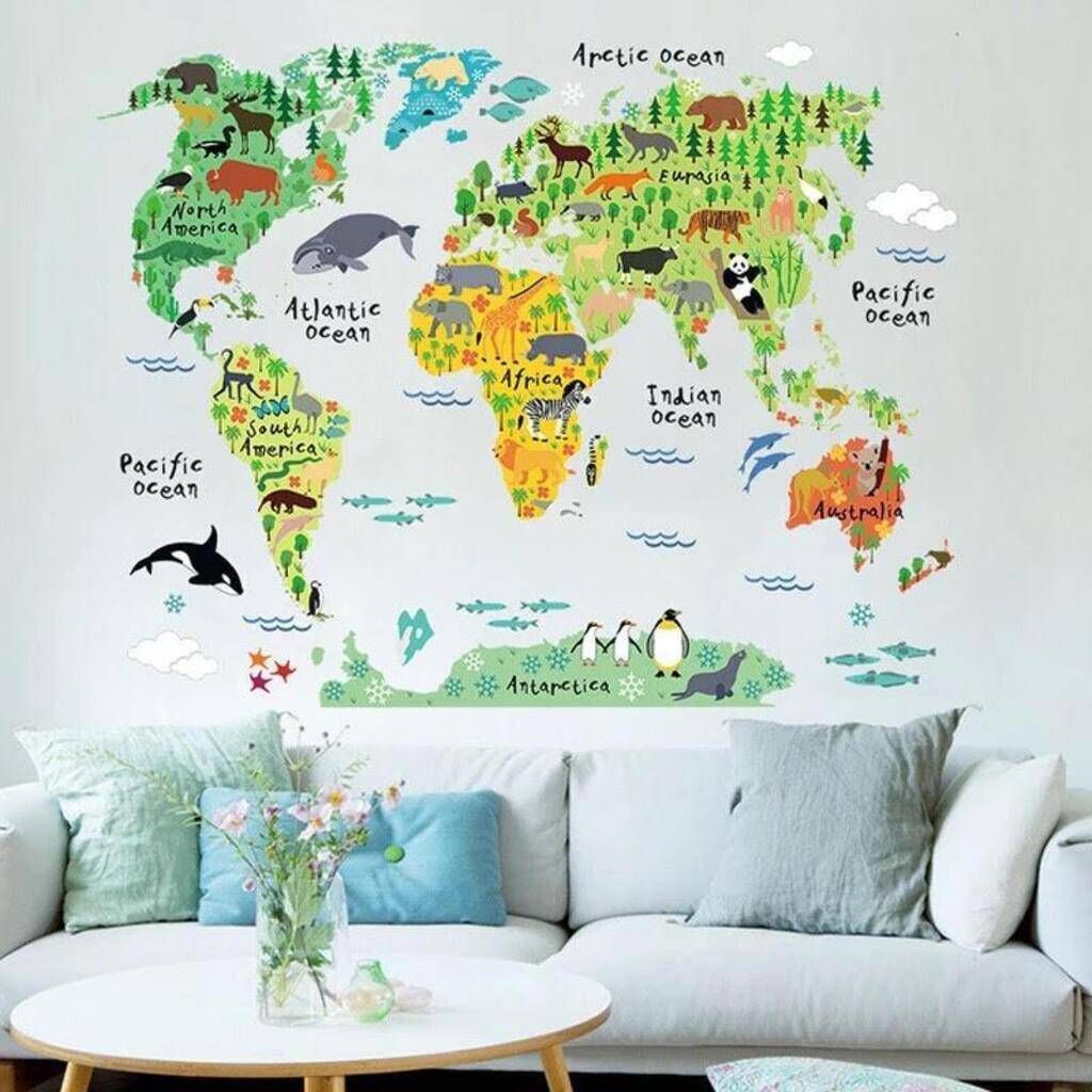 Educational Fun Kid’s World Map Wall Decal, 1 of 4