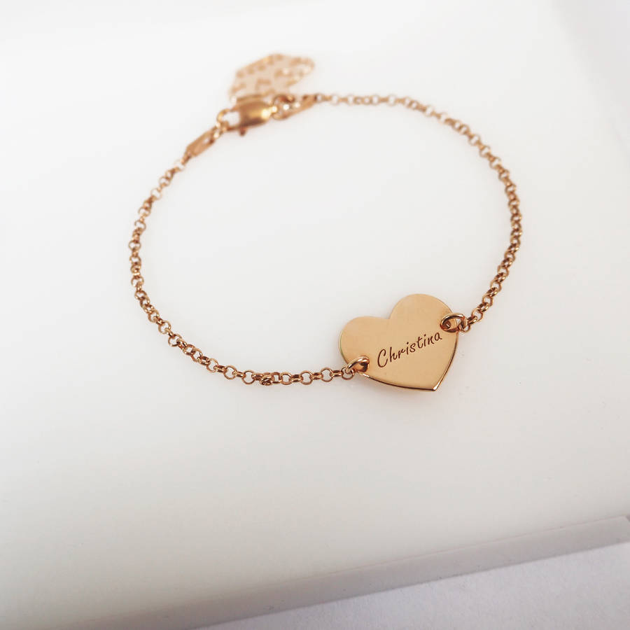 Personalised Engraved Heart Bracelet By Anna Lou of London ...