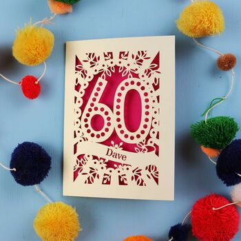 Personalised 60th Birthday Card Papercut Spotty Design, 5 of 9