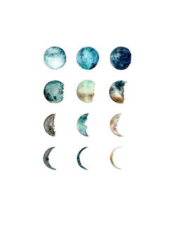 Moon Phases Watercolour Print, 3 of 3