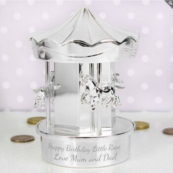 Personalised Money Box Carousel Gift For Children, 6 of 6