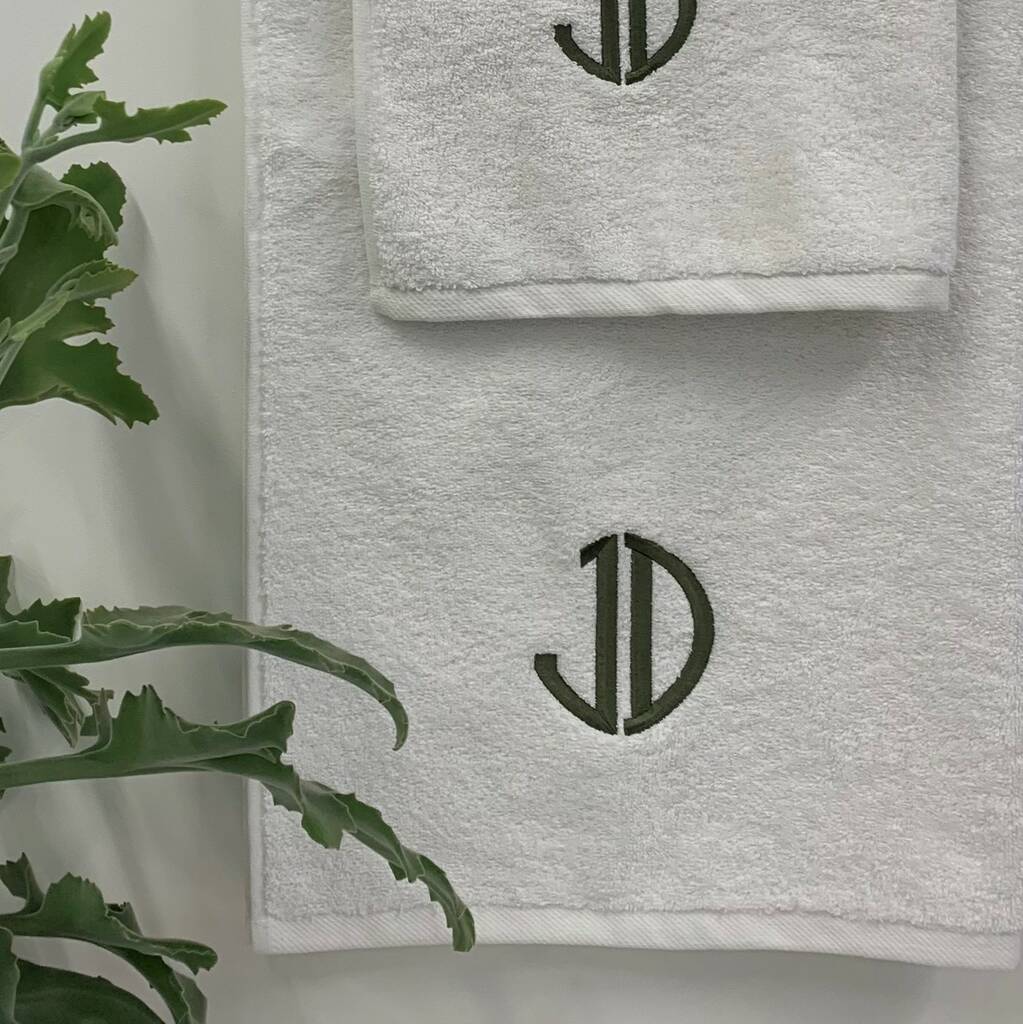 Circle Monogram Bath Towel, 1 of 6