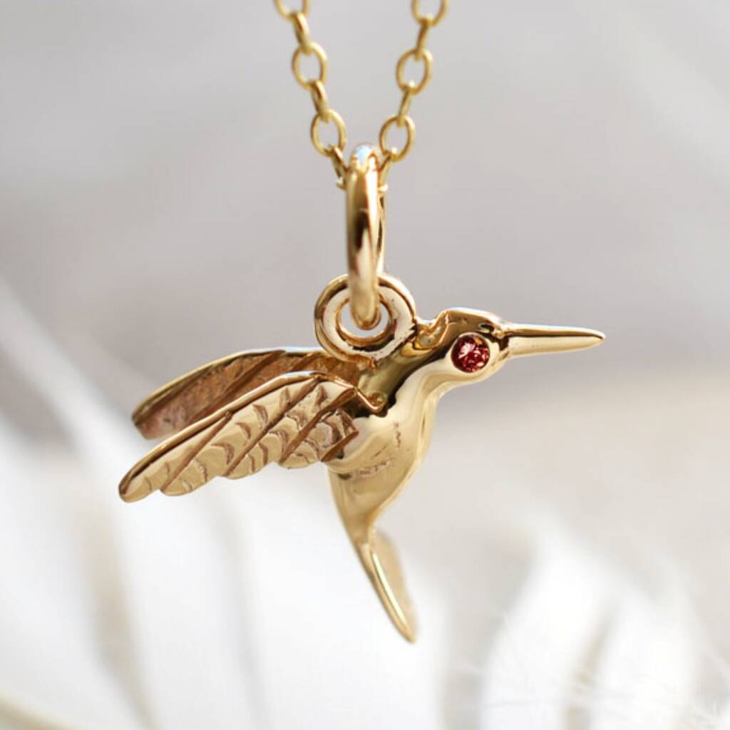 Ct Gold Hummingbird Necklace With Ruby By Lily Charmed