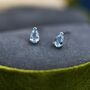 Genuine Swiss Blue Topaz Crystal Droplet Stud Earrings In Sterling Silver, thumbnail 6 of 12