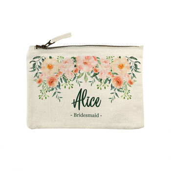 Personalised Floral Cotton Canvas Makeup Bag, 7 of 8