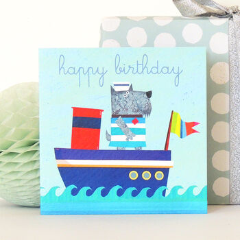 Happy Birthday Dog Boat Card, 3 of 5