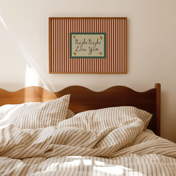 Night Night Love You Striped Bedroom Print, 3 of 11