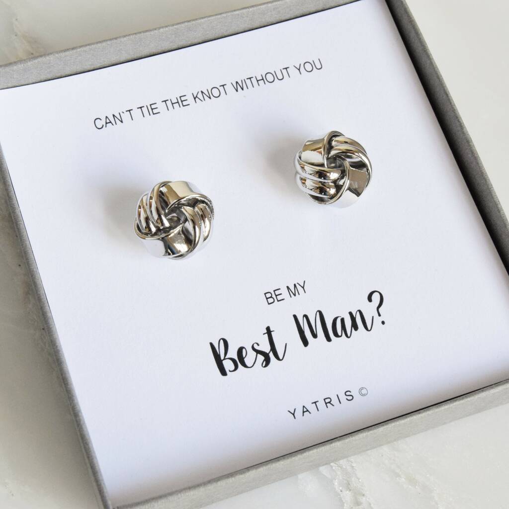 Best Man Or Usher Silver Tie The Knot Cufflinks, 1 of 5