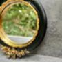 16cm Round Wall Mirror Black Frame With Gold Flower Detail, thumbnail 6 of 9