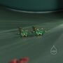 Sterling Silver Green Cz Lotus Flower Screw Back Earrings, thumbnail 2 of 12