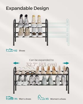 Expandable Metal Shoe Rack Adjustable Shoe Organiser, 4 of 6