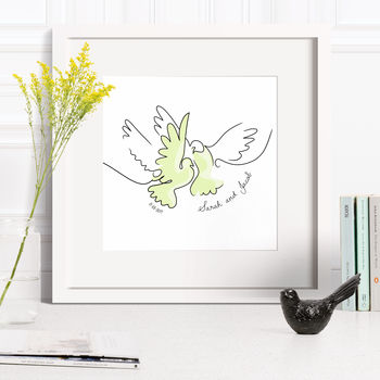Personalised Wedding Two Doves Line Drawing, 10 of 10