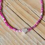 Seed Bead Bracelet In Pink With Heart Charm, thumbnail 2 of 3