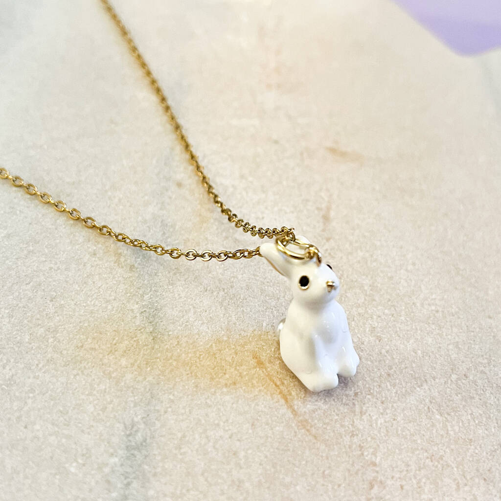 Little White Bunny Rabbit Necklace, 1 of 2