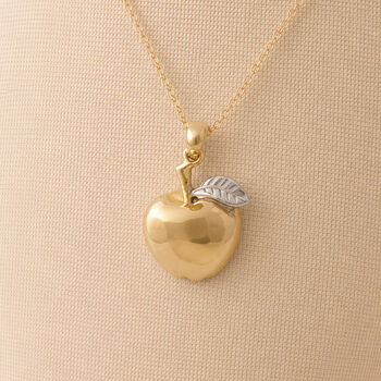 Personalised Gold Plated Sterling Silver Apple For The Teacher Pendant Necklace, 2 of 9