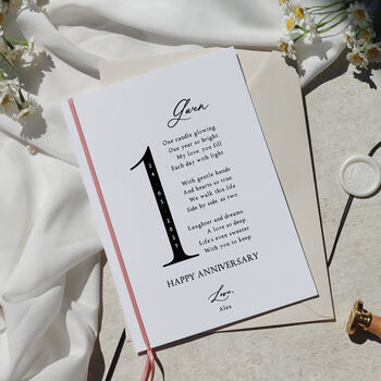 Husband Wife 1st Wedding Anniversary Card Personalised First Anniversary Gift, 4 of 7