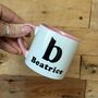 Childrens Small China Cup With Bold Black Initial And Name, thumbnail 5 of 6