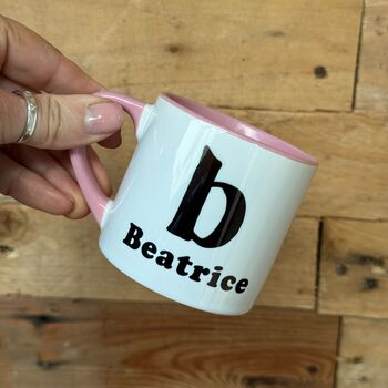 Childrens Small China Cup With Bold Black Initial And Name, 5 of 6