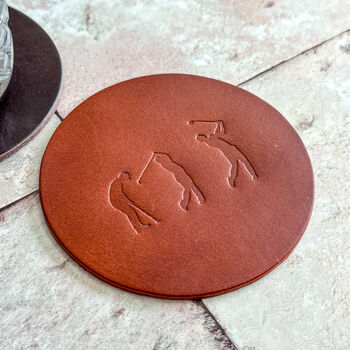Golf Gift Leather Coaster, 2 of 3