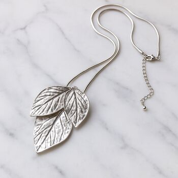 Long Statement Leaf Pendant Necklace, 3 of 5