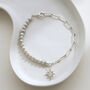 Half Pearl And Silver Paperclip Chain Star Charm Bracelet, thumbnail 2 of 2