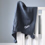 Personalised Cable Knit Pom Pom Blanket Steel, thumbnail 6 of 9