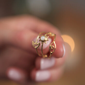 Evil Eye 18k Gold Plated Vermeil Ring, 4 of 5