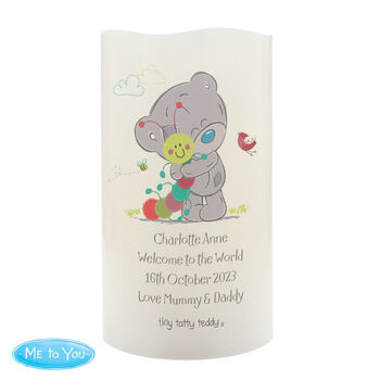 Personalised Tiny Tatty Teddy Cuddle Bug Nightlight LED Candle – Gift For Christening Or New Baby, 5 of 5