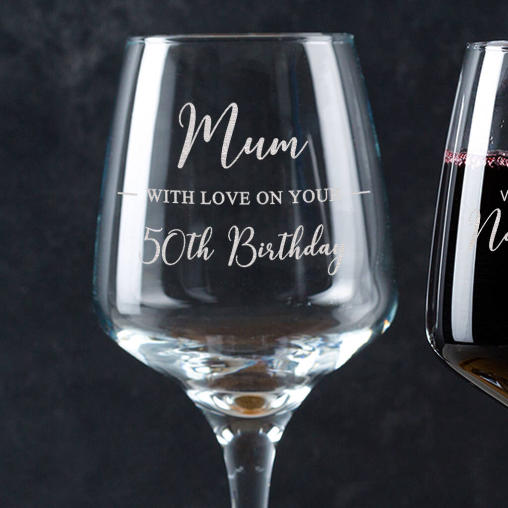 Personalised Engraved Wine Glass 70th Birthday Gift For Mum, 1 of 5