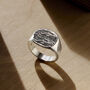 Men’s Chunky Rounded Square 'Touch Wood' Signet Ring, thumbnail 2 of 5