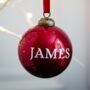 Glitter Red Glass Personalised Bauble, thumbnail 1 of 4