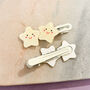 Pastel Yellow Smiling Star Hair Clip Set, thumbnail 2 of 2