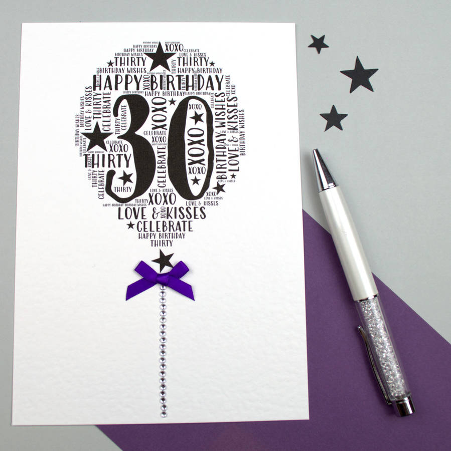 30th Happy Birthday Balloon Sparkle Card, 1 of 12