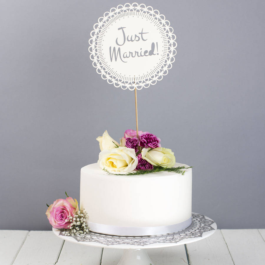 Just Married Laser Cut Wedding Cake Topper By Paper Stanyon   Original Just Married Wedding Cake Topper 