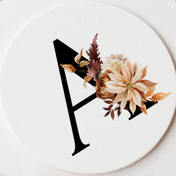 Flower Initial Leather Coaster, 2 of 4