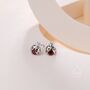 Tiny Cz Labybird Stud Earrings In Sterling Silver, thumbnail 2 of 12