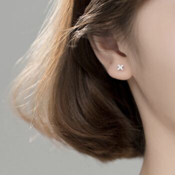 Sterling Silver Crystal Hugs And Kisses Stud Earrings, 2 of 5