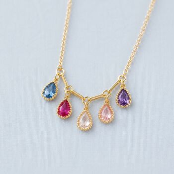 Family Birthstone Necklace With Teardrop Crystals, 3 of 6