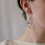 Forget Me Not Crescent Moon Drop Earrings, thumbnail 1 of 4