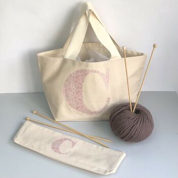 Liberty Print Initial Knit Bag/ Needle Case/ Set, 3 of 9
