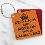 Keep Calm And Move On Personalised Luggage Tag, thumbnail 1 of 2