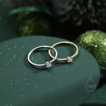 Tiny Fire Opal Ring In Sterling Silver, 2 of 11