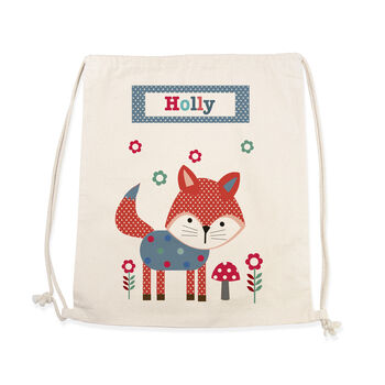 Personalised Playful Fox Cotton Nursery Bag, 4 of 4