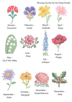 Cross Stitch Birth Flower Card : Birthday Or New Baby, 2 of 3