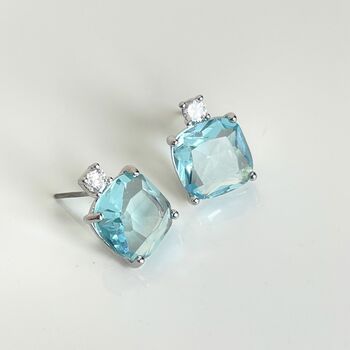 Blue Topaz Crystal Stud Earrings, 3 of 5