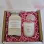 Luxury Rose Quartz Crystal Candle And Bath Salts Gift, thumbnail 1 of 5