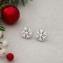 Sterling Silver Snowflake Stud Earrings, thumbnail 1 of 8