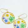 Medium Earrings With Daisies, Lavender And Green Flowers, thumbnail 7 of 12
